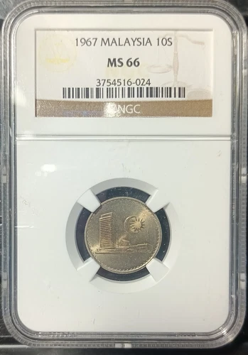 MALAYSIA 1967 10CENTS NGC MS66.