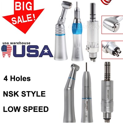 Dental Slow Low Speed Contra Angle Straight 4Holes Air Motor Inner/External Push