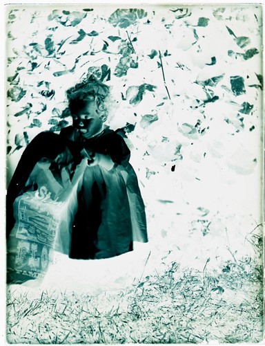 (1) LATE 1800s or EARLY 1900s GLASS NEGATIVE, YOUNG GIRL WITH FLOUR BAG?? - Picture 2 of 2