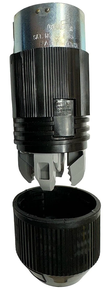 Enchufe de cable de nailon Cooper CS8365N Hart-Lock 3 polos, 4 cables 50A, 250V 3Ø Foto 2 de 4