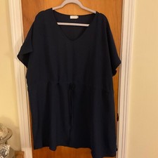 Bluetime Navy Blue Dress with Tie at Waist Women’s Sz 2XL XXL Sheer Lightweight