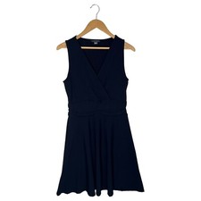 Tommy Hilfiger Dress Womens 6 Fit Flare Textured V Neck Cocktail Career Blue