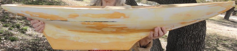 Vintage 44" long Wooden Cutter Sailboat Hull refurbishment for Pond Yacht build
