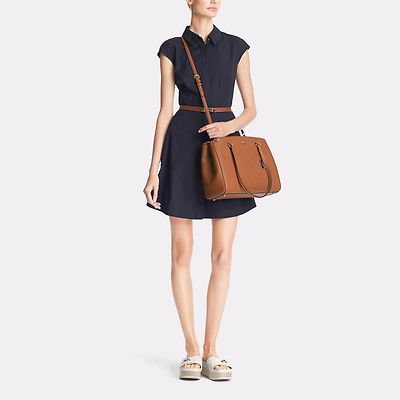 NWT Coach Stanton Carryall in Crossgrain Leather Silver Saddle