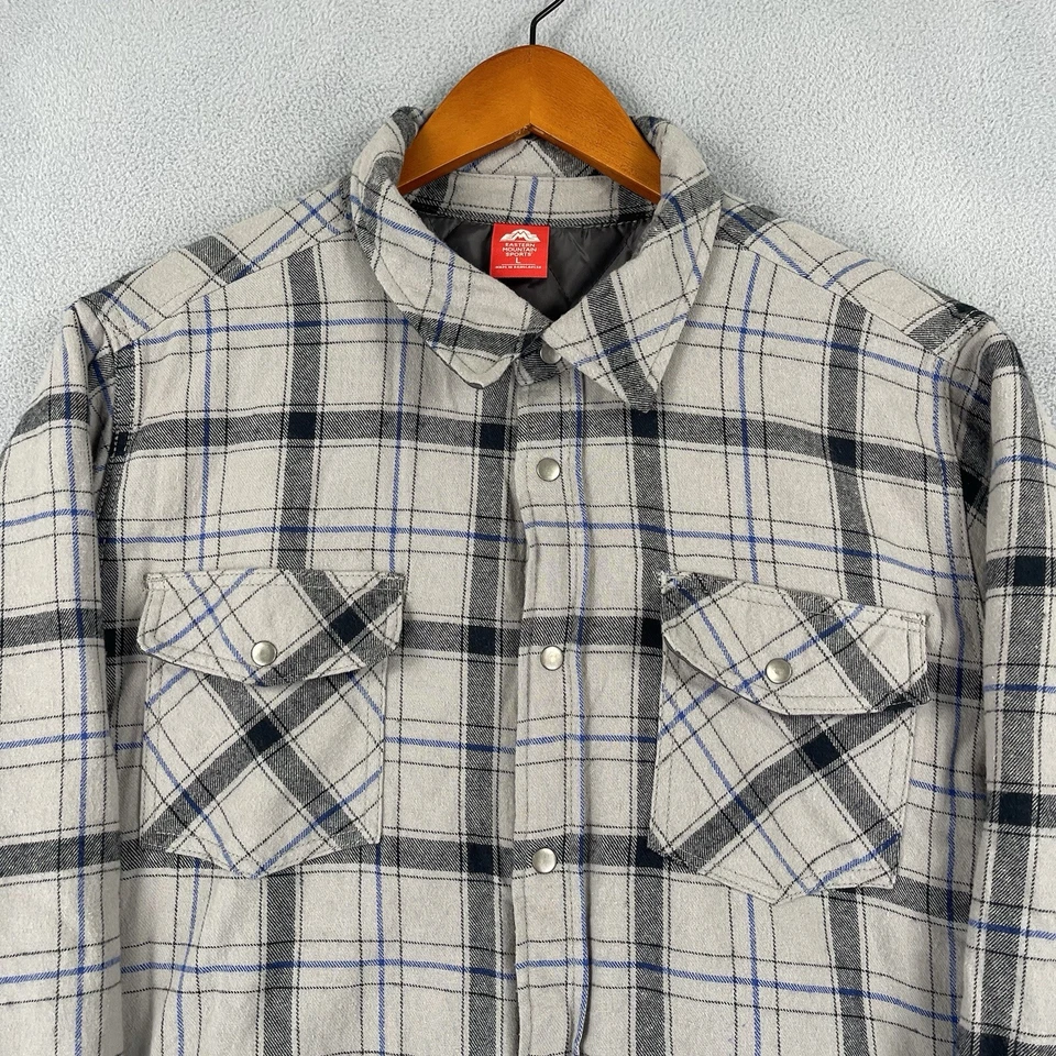 Camisa deportiva Eastern Mountain EMS para hombre grande gris a cuadros edredón forrado chamarra Foto 2 de 4