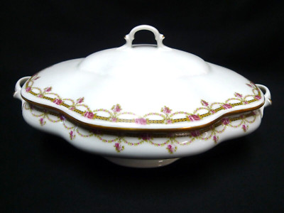 Terrine Chastagner & Cie Limoges Louis XV Rosengirlande Goldrand