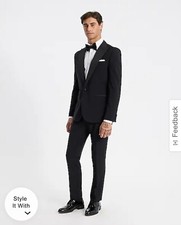 Brand New Express Black Slim Fit Tuxedo   Jacket  Pants Never Worn 