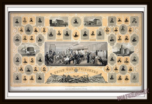 Wall Art - Civil War 1863 War Libby Prisoners Lithograph 13x19  inches