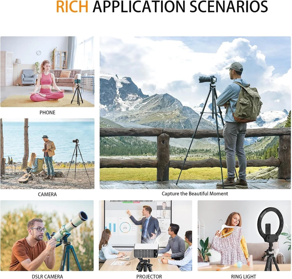 60″ Camera Tripod Stand Compatible with Canon Nikon DSLR Cameras Max Load 6.6 LB - Image 4 of 4