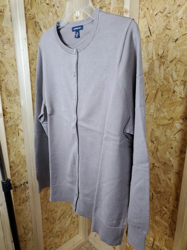 Size 1X 16w - 18w Lands' End Womens Cardigan Sweater Button Cotton Blend Brown - Picture 6 of 10