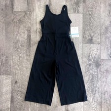 Athleta Girl Stash Your Treasures Jumpsuit Black Wide Leg Powervita XS 6 NWT