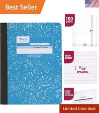 Composition Notebook, Wide Ruled Paper, 7-1/2" x 9-3/4", 100 Sheets, Blue Mar...