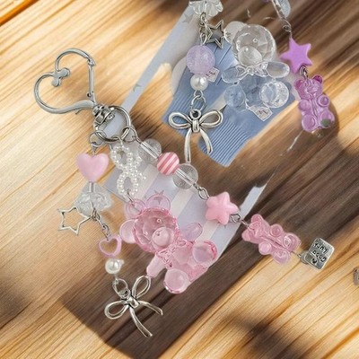 Cute Bear Keychain Pendants Love Bow Charm Phone Chain Girly Bag Ornaments Gifts