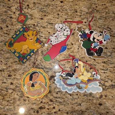 Disney Character Wooden Christmas Ornaments - Simba, Pocahontas, 101 Dalmatians,