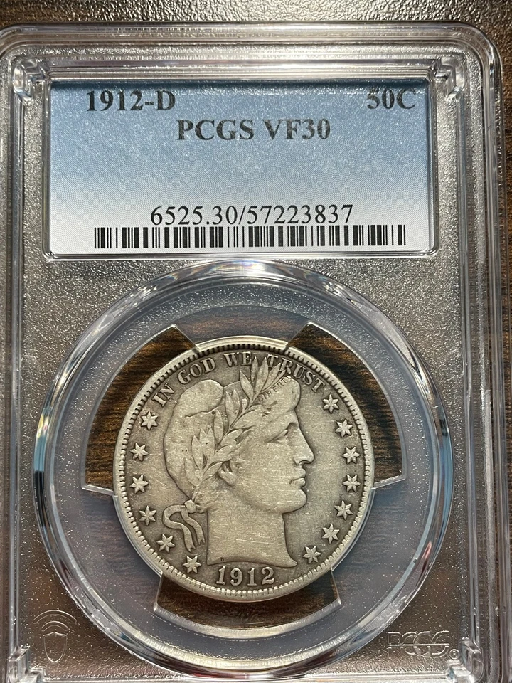 1912-D Barber Silver Half Dollar 50C PCGS VERY FINE 30 VF 30 VF30 - Image 2 of 4