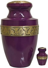 At Peace Memorials Tranquility Dark Purple Urn for Ashes SET