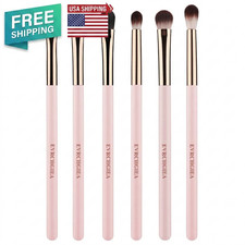 6 Pcs Professional Eye Makeup Brush Set - Soft Synthetic Hair Wood Handle