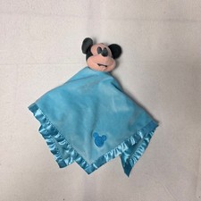Disney Baby Mickey Mouse Security Blanket Blue Satin Trim