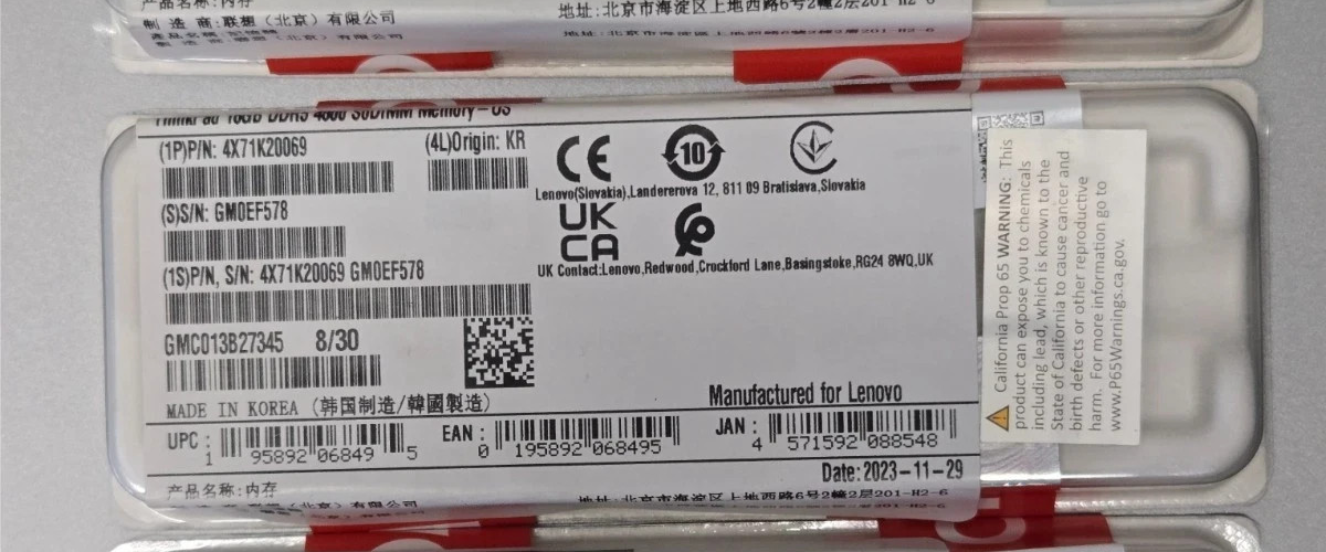Lenovo 16GB DDR5 4800Mhz So-Dimm Laptop Memory Single Module RAM