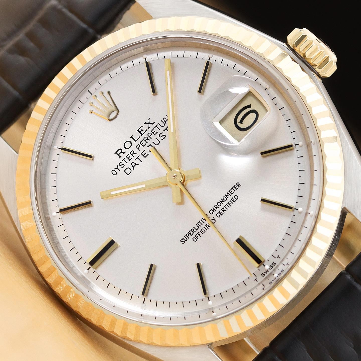 ROLEX DATEJUST 1601 SILVER 14K YELLOW