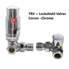 Thermostatic TRV Angled/Corner/Straight Lockshield Radiator Valves Set One Pair
