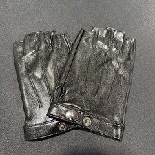 Fingerless Driving Gloves for Men Women Teens PU Faux Leather, 1/2 Finger Black