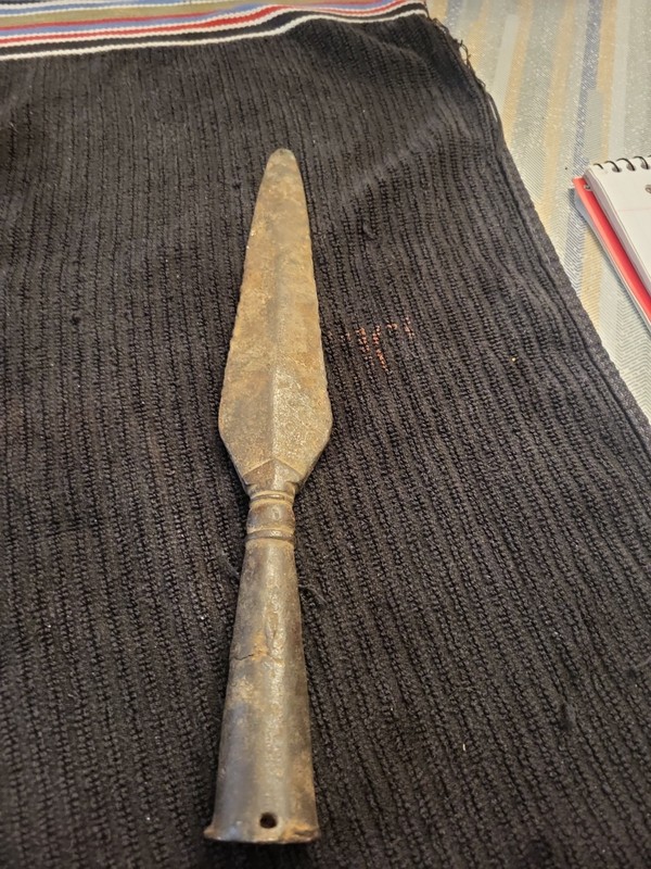 Authentic Antique Hand I Forged Iron Spearhead 18th Century African Tribal Spear