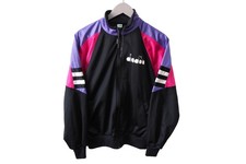 Vintage DIADORA Track Jacket Full Zip Size S sport light wear tennis 90s