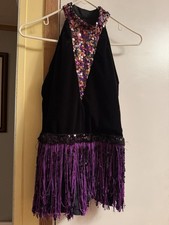 Black And Purple Weissman Sequined Fringe Dance Costume Child s XL