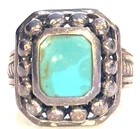 Vtg SOUTHWEST STYLE STERLING SILVER SZ 6.5 TURQUOISE CAVIAR RING