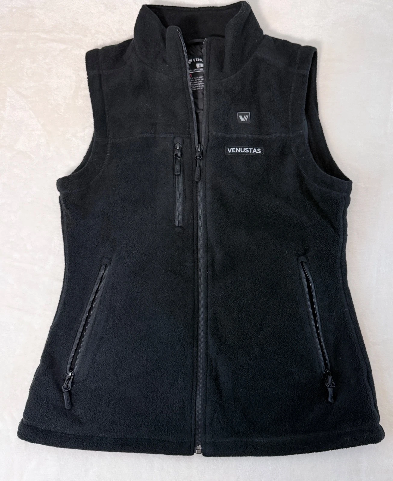 Venustas Heated Fleece Vest Black Full Zip Battery Pack Size S