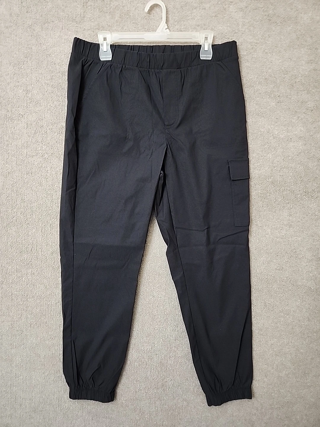 Eddie Bauer Cargo Jogger Pants Womens M Black Pull On Nylon Stretch