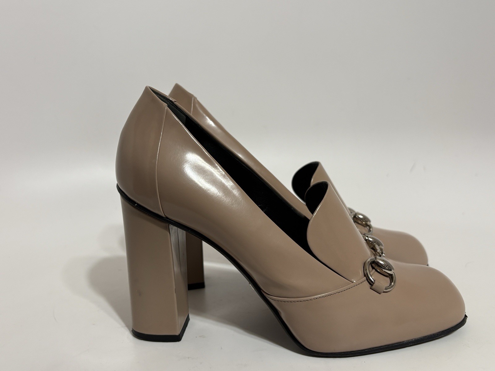 Vtg Gucci Beige Leather Horsebit Heels 37.5 thumbnail 4