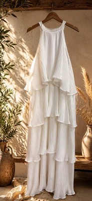 Zesica XL elegant, white maxi dress w/ a graceful, romantic design.