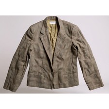 Vintage Jones NY 100 Wool Houndstooth Plaid Blazer Crop Jacket Sz 10 Womens