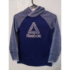 Reebok Youth Purple Heathered Logo Front Hoodie Sweatshirt, Size Small Nice