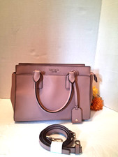 Kate Spade New York Pink Saffiano Leather Satchel Crossbody-Logo Hangtag