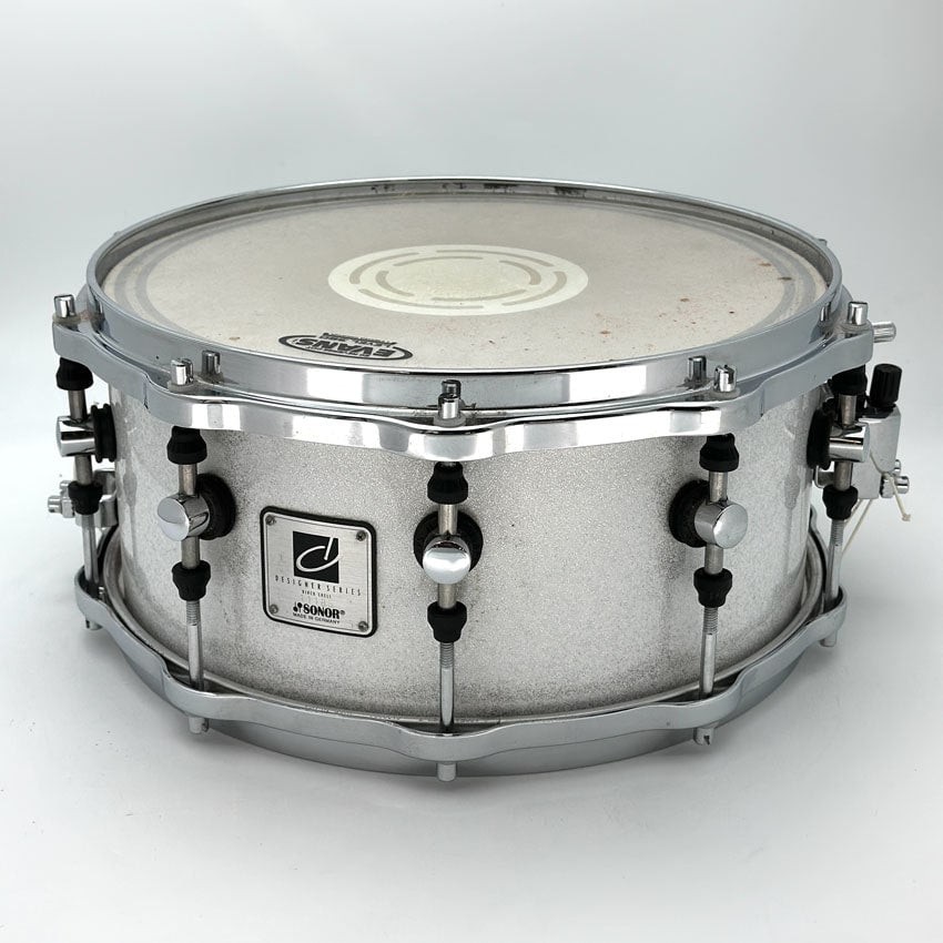 Used Sonor Designer Snare Drum - White Sparkle 14x6.5 - Very Good