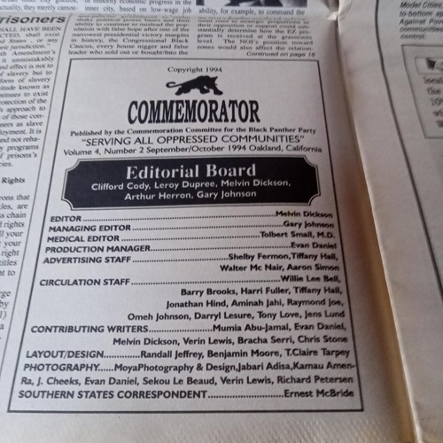 Commemorator Vol 4 No 2 Sept/Oct 1994 The Black Panther Party Newsprint VG - Foto 5 di 6