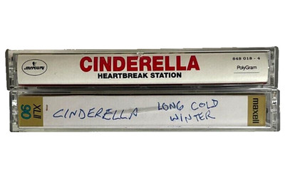 Lot of 2 Vintage CINDERELLA Cassette Tapes Long Cold Winter & Heartbreak Station