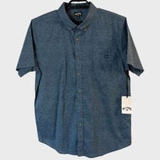 Billabong Sundays Mini S/S Button-Down Shirt Blue Men's Large Surfer Skater NEW