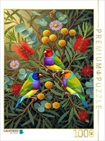 Calvendo Puzzle Gouldian Finches Among Colorful Flowers | 1000 Pieces, Finished