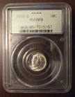 1938-D Mercury dime PCGS MS65FB flashy white, well struck