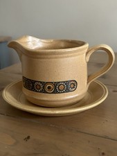 Vintage Kiln Craft Bacchus Pattern Studio Pottery Rustic Gravy Boat Underplate 