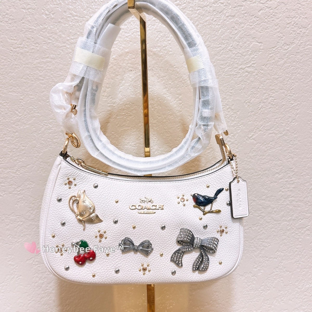 NWT Coach Teri Shoulder Bag With Pins CCE87 Gold/Chalk | eBay