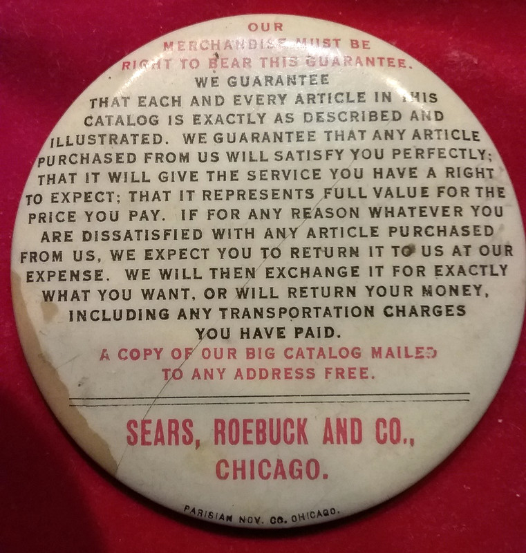 (Pgasteelers1) Il. Chicago Adv. Mirror Sears Roebuck and Co. We Guarantee 2 1/8"