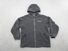 Columbia Fleece Jacket Black Youth Size 10/12 Full Zip Warm Cozy Hooded