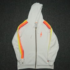 Aviator Nation Hoodie Womens Large White Full Zip 4 Stripe Hooded Pockets