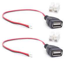 20AWG 2PCS USB Female Pigtail 2 Wire 5V 5A Cable0.3M/1FT Upgrade Red ...