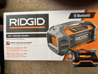 #ad #ad Ridgid R84087 18V Jobsite Radio w Hyper Lithium Ion 18v Battery Tested Working $75.00